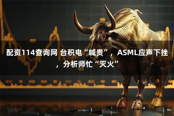 配资114查询网 台积电“喊贵”，ASML应声下挫，分析师忙“灭火”